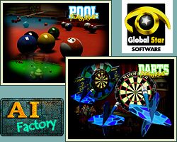 Friday Night 3D Pool and Friday Night 3D Darts splash screens